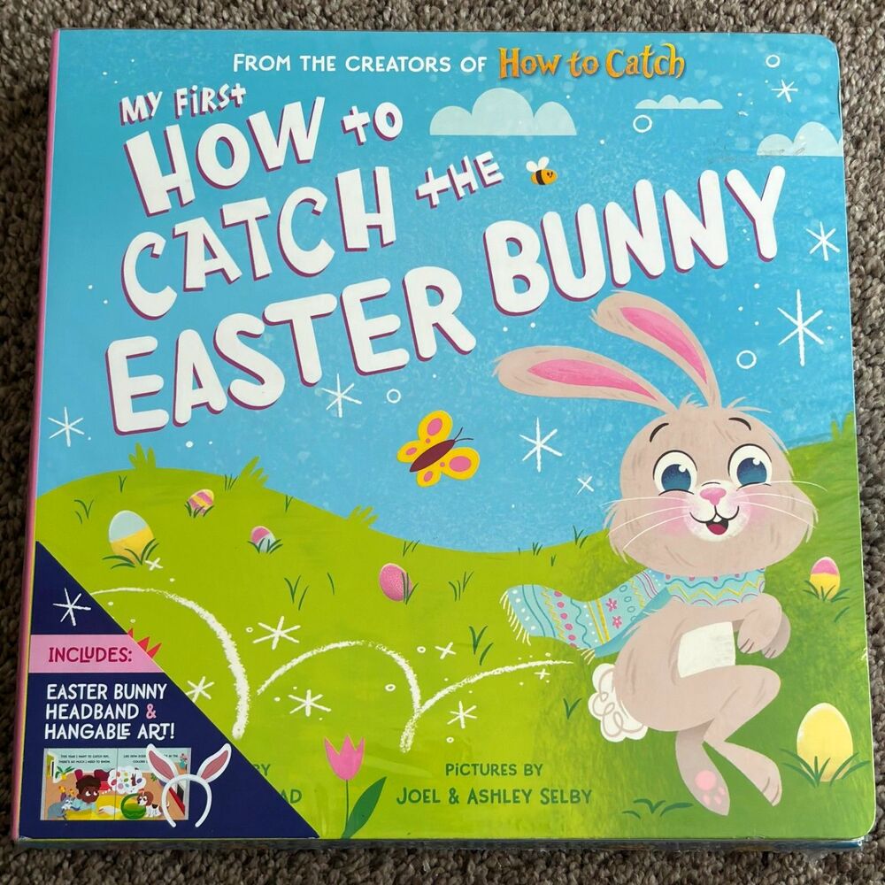 My First "How To Catch The Easter Bunny" Board Book & Headband Set Hangable Art